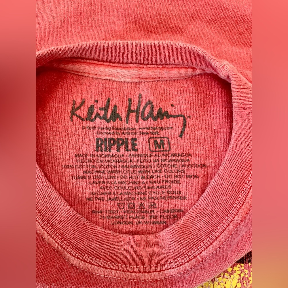 🌱Ripple Junction Keith Harring  Red Long Sleeve Tee with Heart Design - Picture 3 of 5